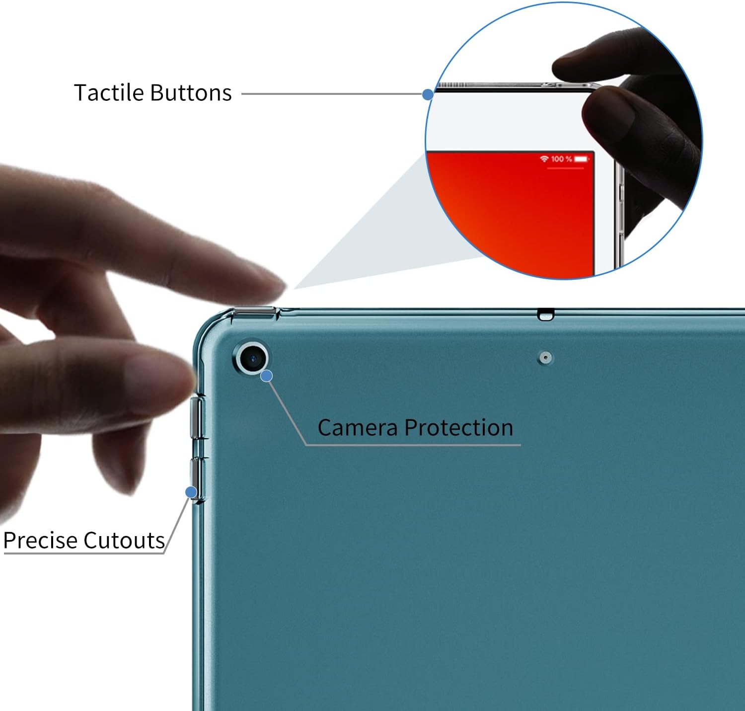 Easyacc Custodia per iPad 10.2" (9a/8a/7a Gen), Blu Pavone - immagine 3