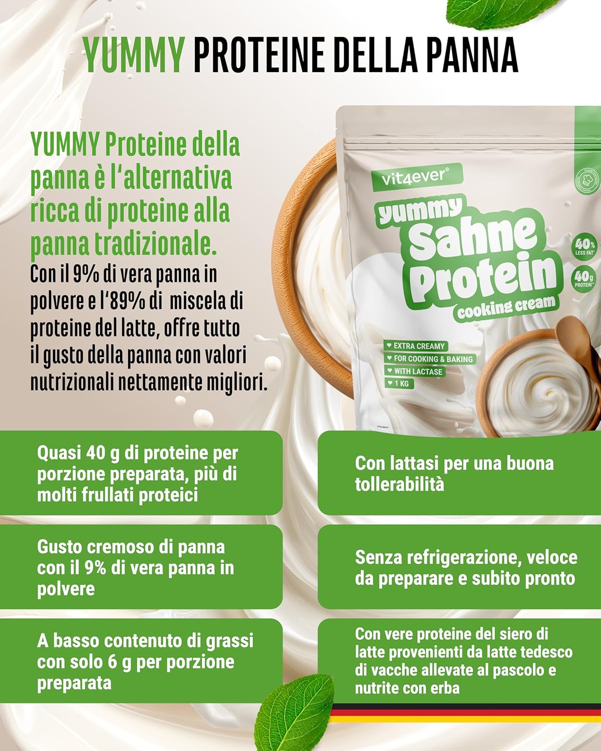 Yummy Panna Protein 1000g - Ingrediente Proteico - immagine 4