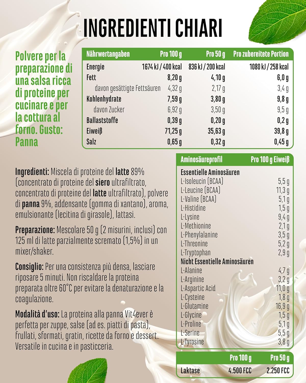 Yummy Panna Protein 1000g - Ingrediente Proteico - immagine 5