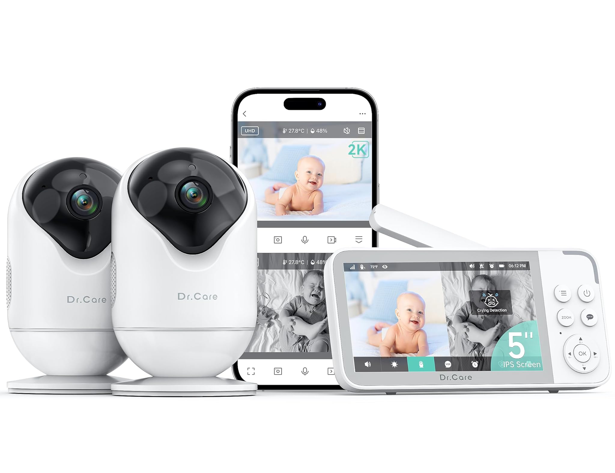 Dr. Care VistaView Baby Monitor Video WiFi con 2 Telecamere