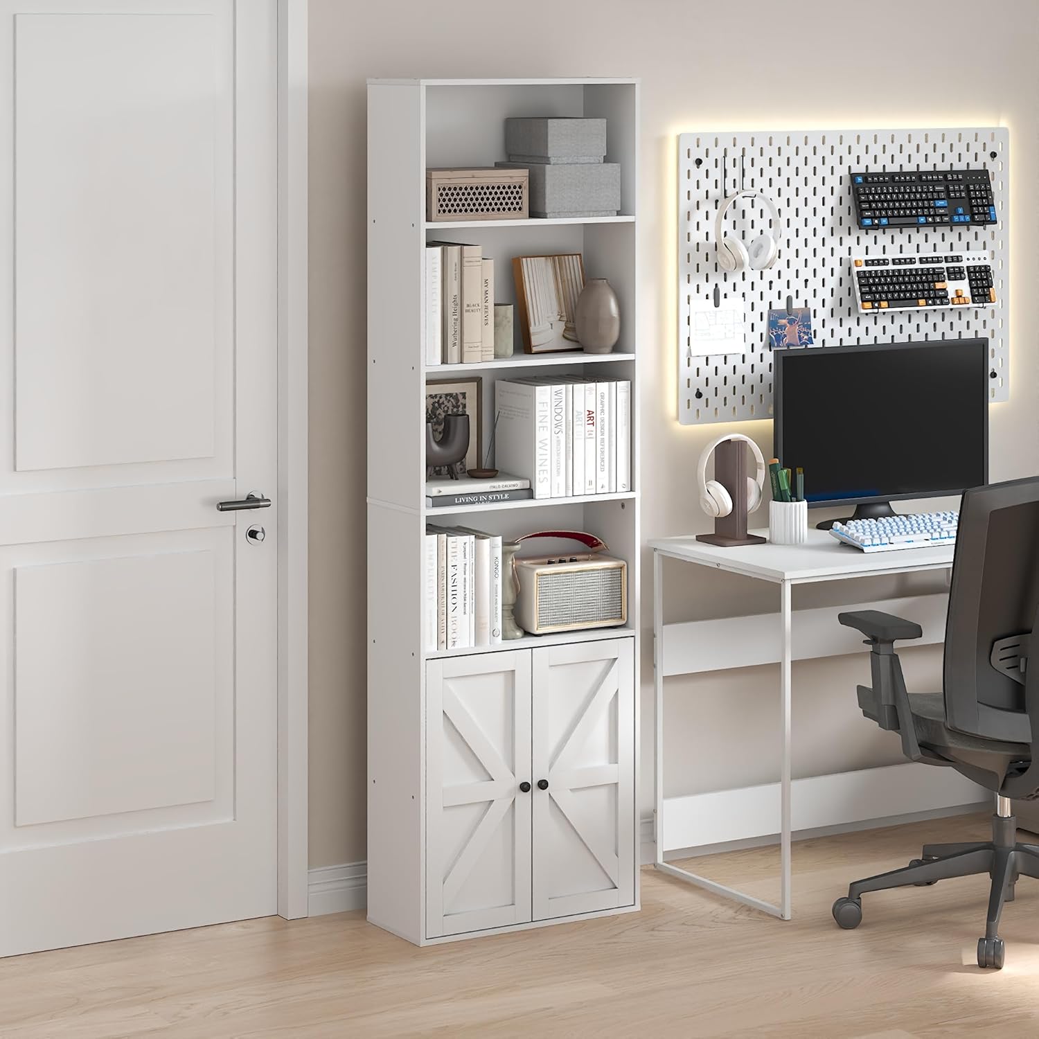 Furinno JENSEN Libreria Country 6 Ripiani, Bianco - immagine 2