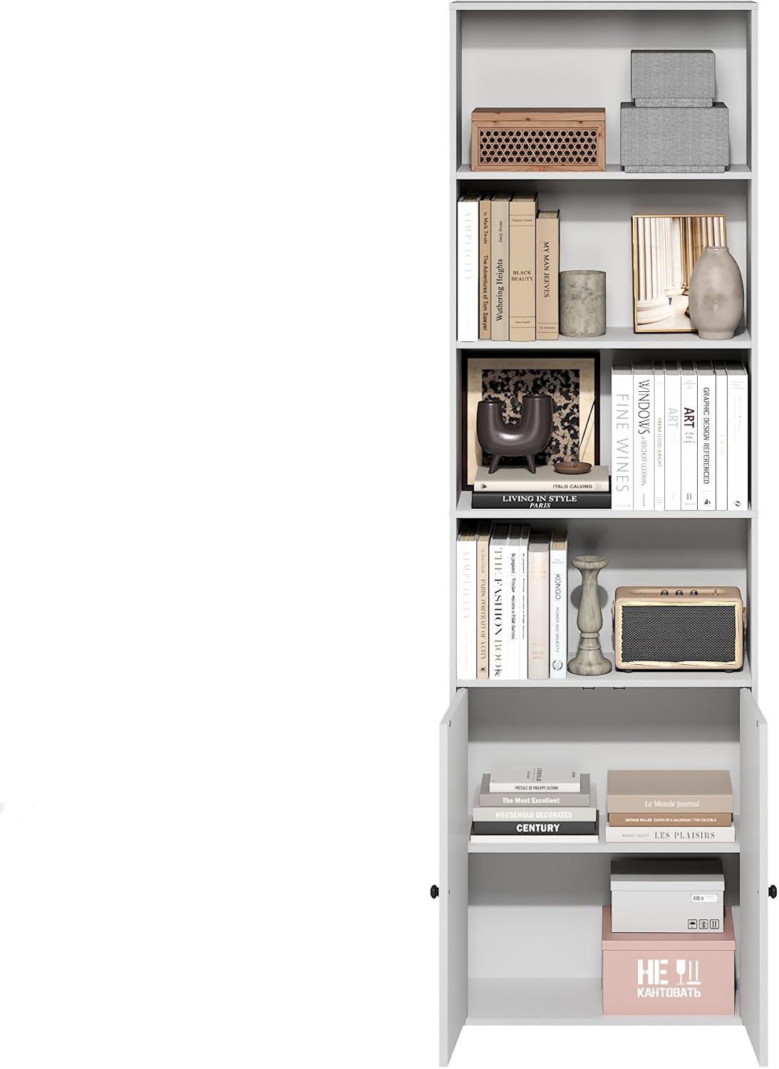 Furinno JENSEN Libreria Country 6 Ripiani, Bianco - immagine 4