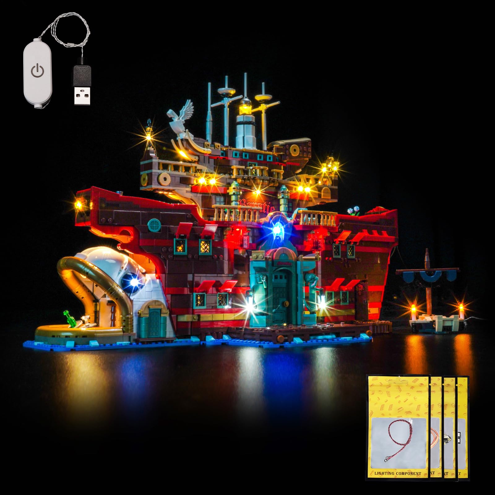 Set di luci a LED compatibile con Lego 75640 The Baratie Floating Restaurant (non un modello), interruttore touch dimmer set di illuminazione decorativa compatibile con Lego The Baratie Floating