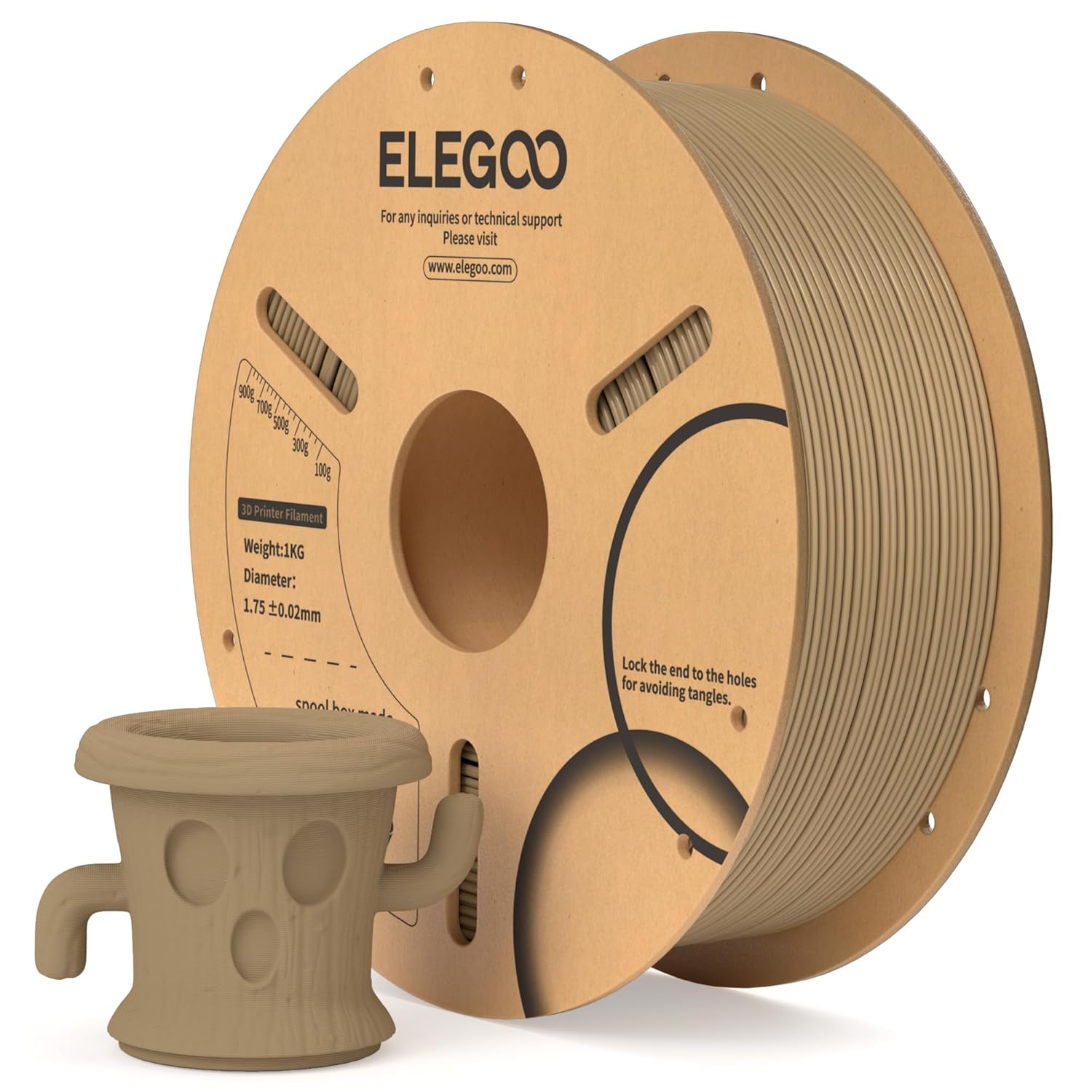 Elegoo Filamento PLA 1.75mm Colore Legno 1KG - immagine 1