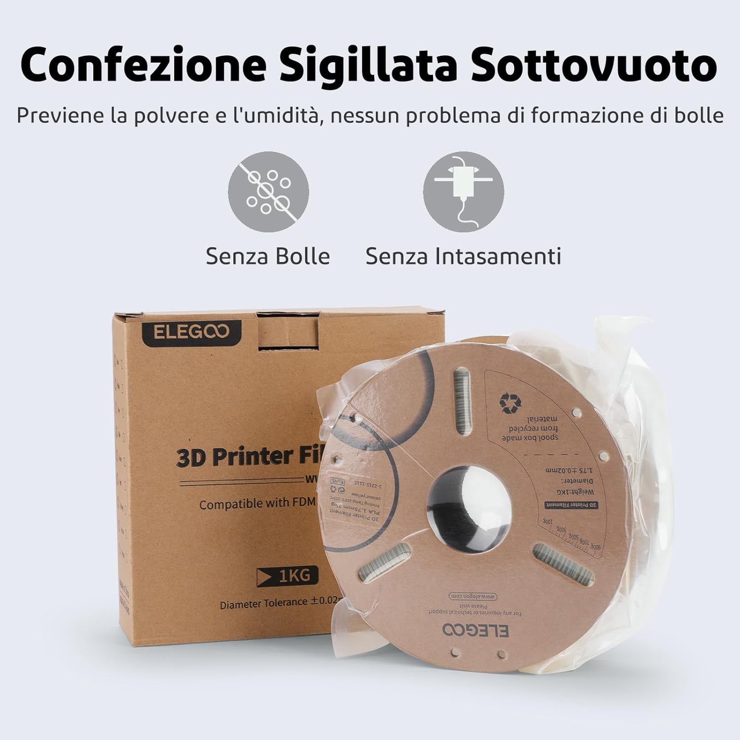 Elegoo Filamento PLA 1.75mm Colore Legno 1KG - immagine 6