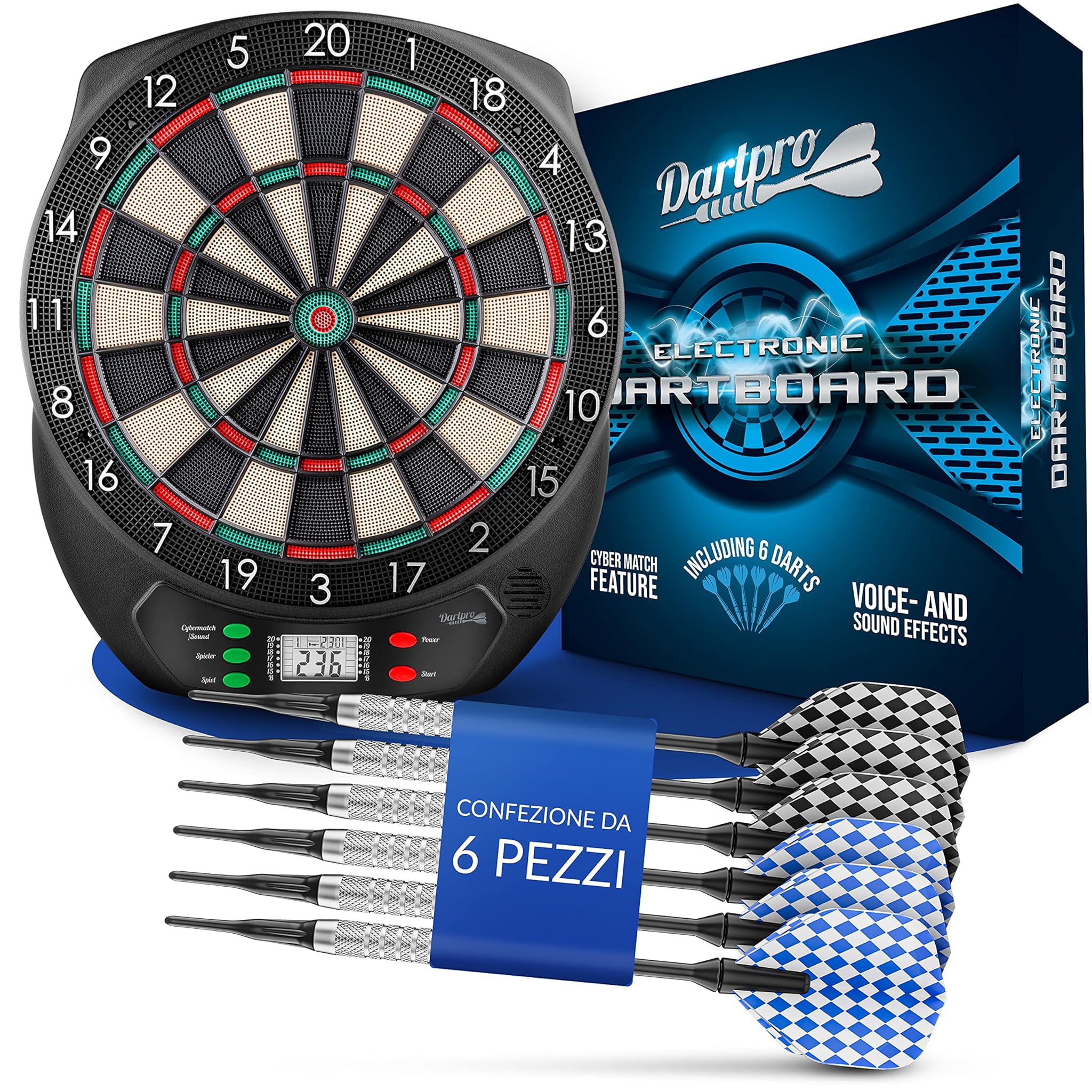 Dartpro - Bersaglio Elettronico con 6 Freccette