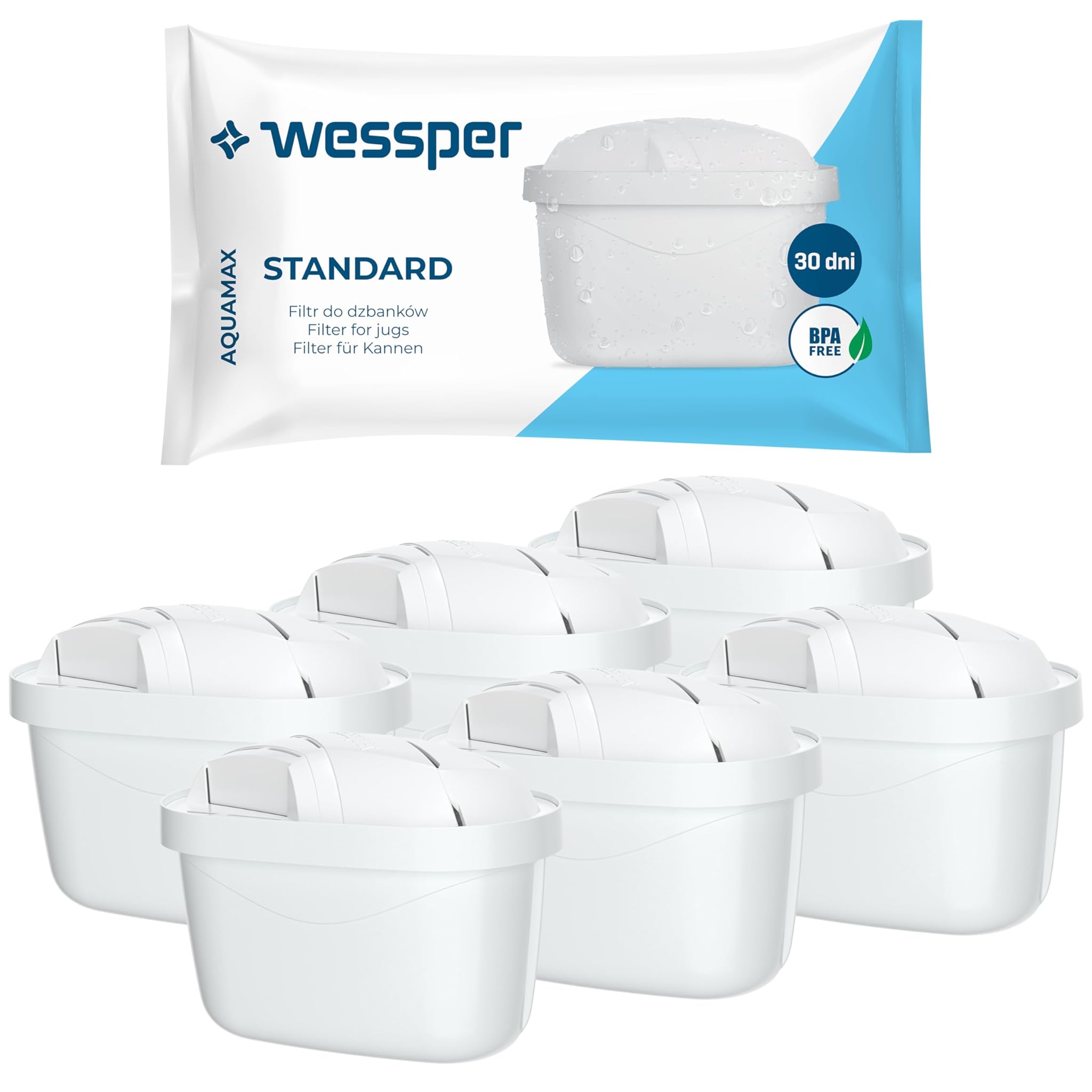 Wessper Filtro Acqua per Caraffa Filtrante - 6 Pezzi