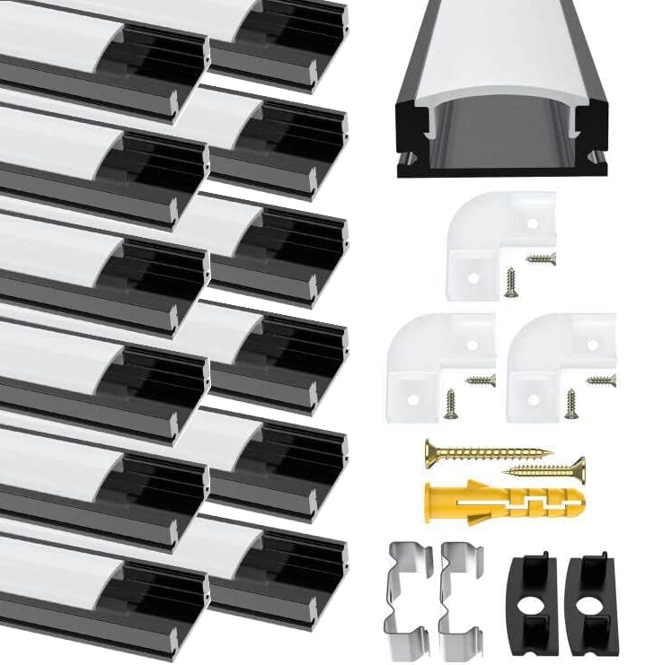 Diffusore Strisce LED - Profilo Alluminio 1m Nero (12 pz)