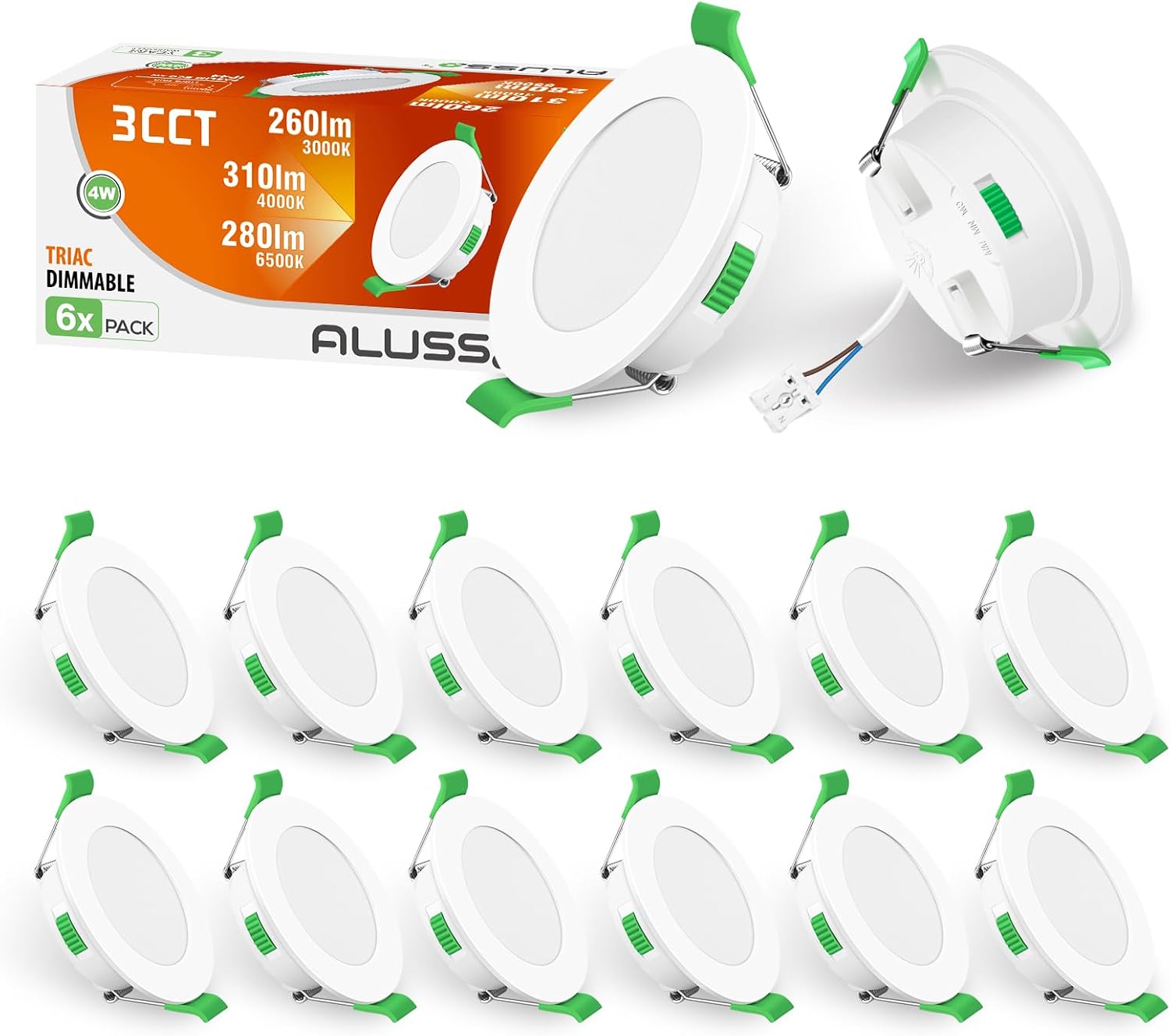 Alusso 12 Faretti LED Incasso Ultrasottili Dimmerabili 4W