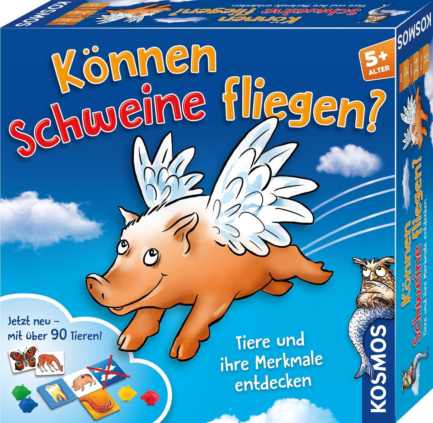 Kosmos 697952 Können Schweine fliegen? Jubiläumsedition 2019, Tiere und ihre Merkmale entdecken, Kinderspiel