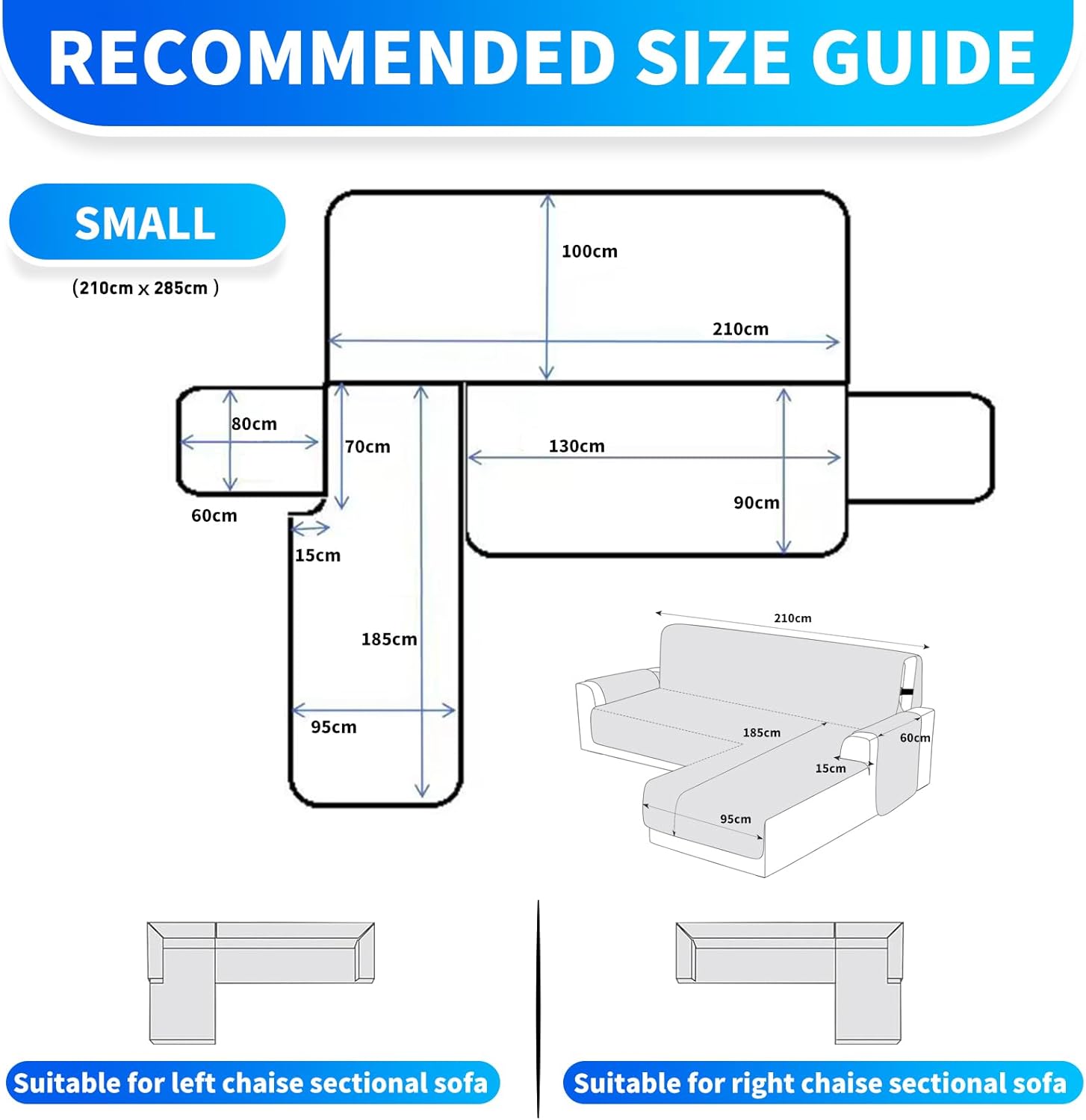 Copridivano Impermeabile 2 Posti con Penisola, Grigio Scuro - immagine 3