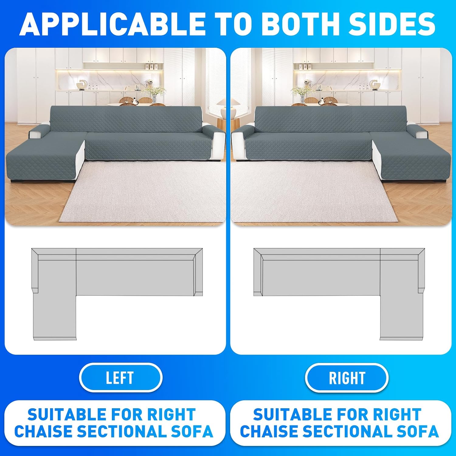 Copridivano Impermeabile 2 Posti con Penisola, Grigio Scuro - immagine 6