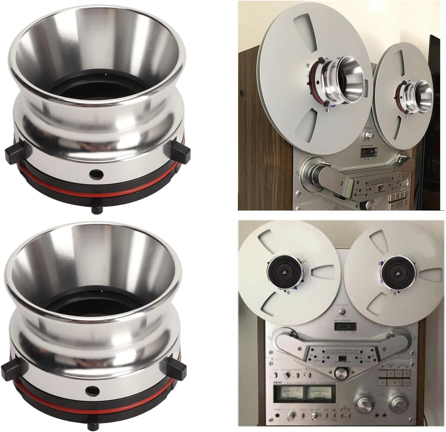 1 Paio di Adattatori per NAB per Studer ReVox per Akai per Teac, Apri Nastro da Bobina a Bobina da 10 Pollici in Lega di alluminio. (Argento) - immagine 4