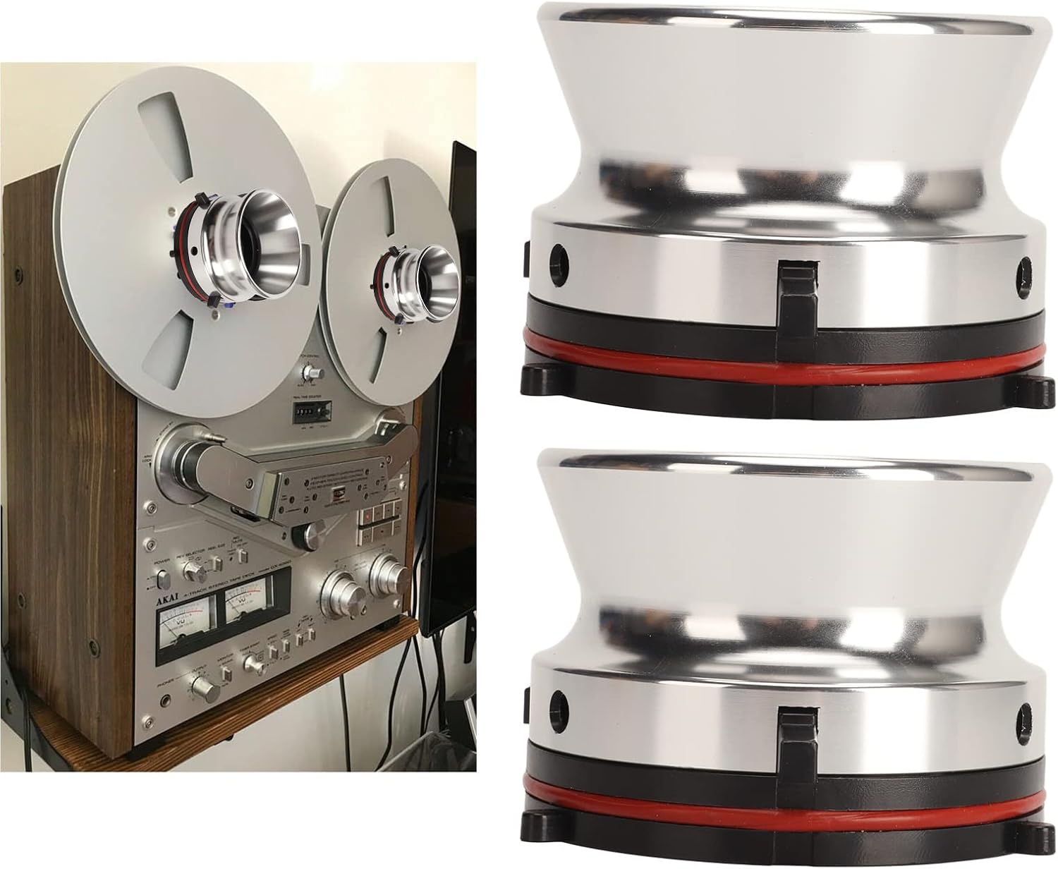 1 Paio di Adattatori per NAB per Studer ReVox per Akai per Teac, Apri Nastro da Bobina a Bobina da 10 Pollici in Lega di alluminio. (Argento) - immagine 5