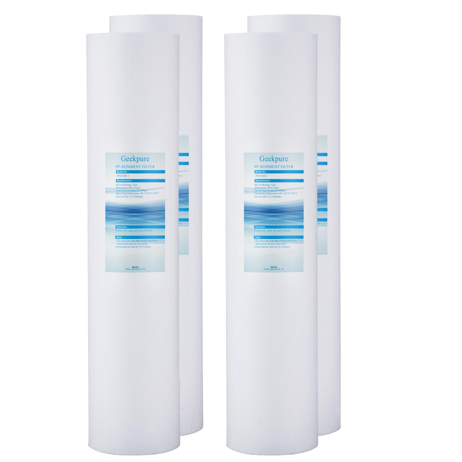 Geekpure Cartuccia Filtrante Sedimenti PP 20 pollici