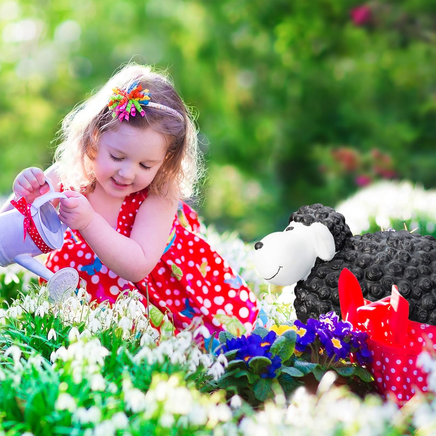 Relaxdays Pecorella Deco da Giardino in Ceramica - immagine 2