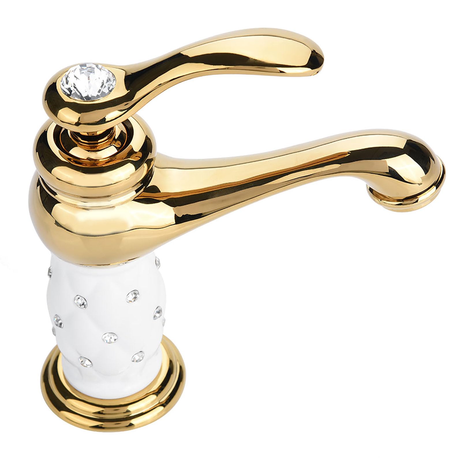 Rubinetto in Ottone Massiccio Rubinetto,Rubinetto Miscelatore in Ottone Massiccio Aramox Rubinetto per Acqua Calda/Fredda con Ornamenti in per Lavabo(Golden)