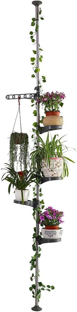 Baoyouni, supporto per piante da interni, con palo in acciaio inox, scaffali decorativi