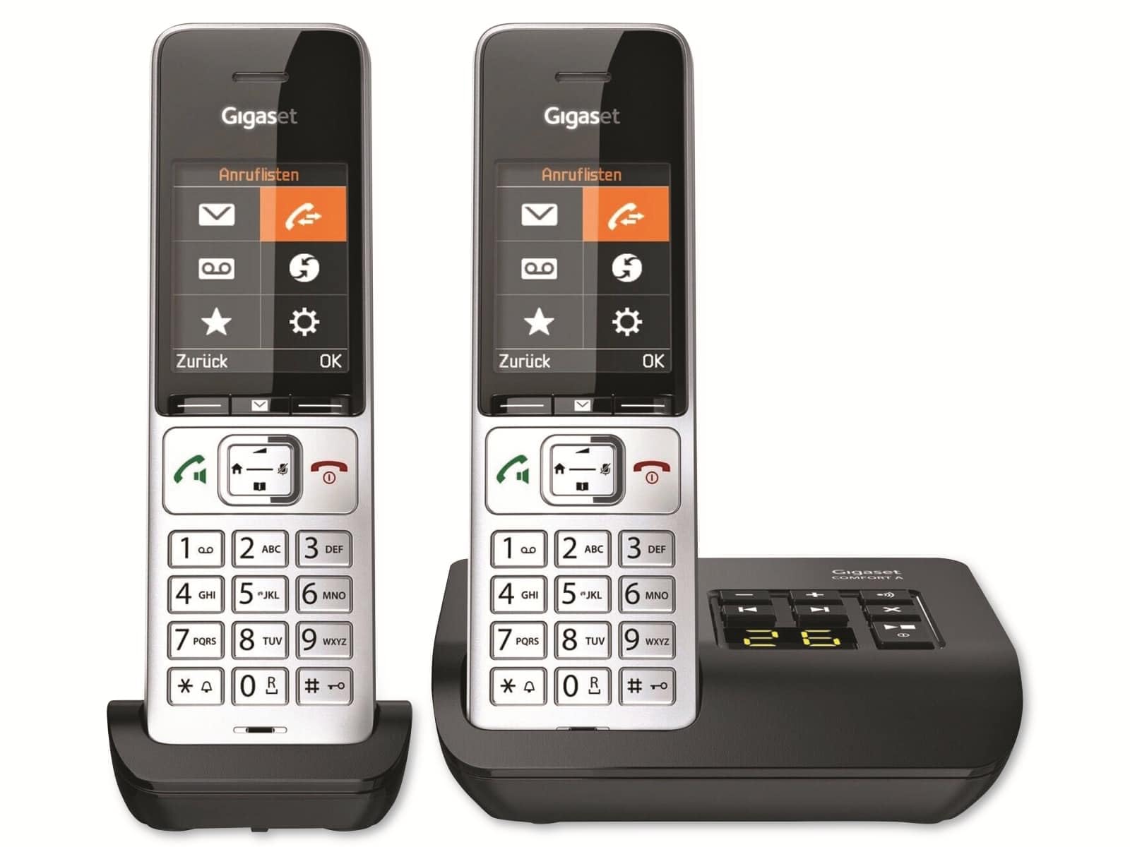 Gigaset COMFORT 500A duo - Telefono Analogico/DECT, Nero/Argento