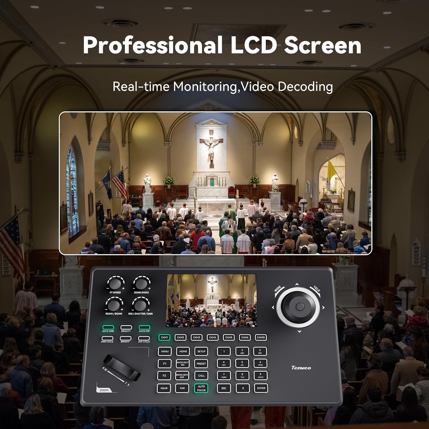 Tenveo Controller per Telecamera PTZ NDI con Schermo LCD 5" - immagine 5
