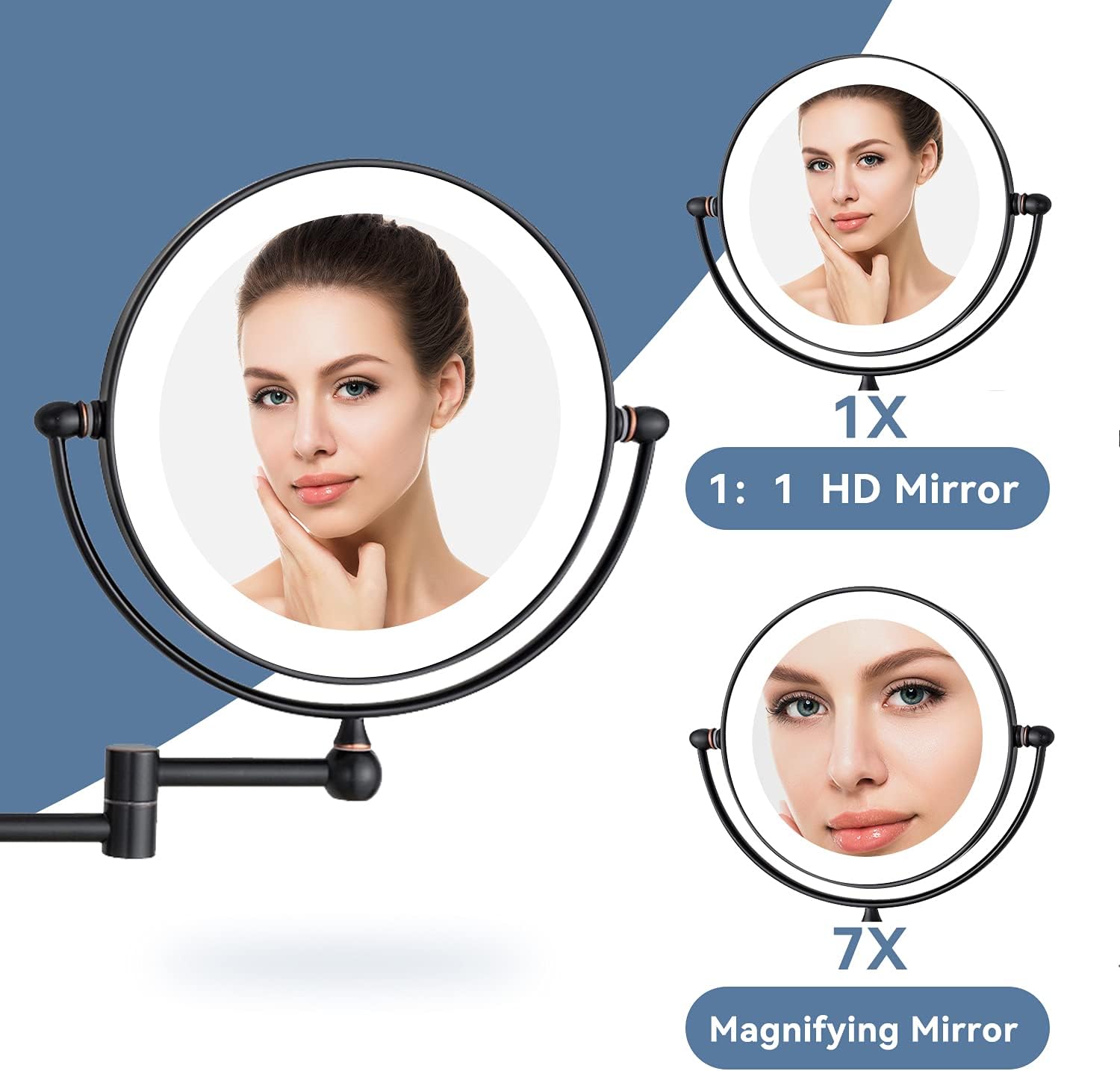 Dowry Specchio Ingranditore da Parete con Luce LED 7x/1x - immagine 4