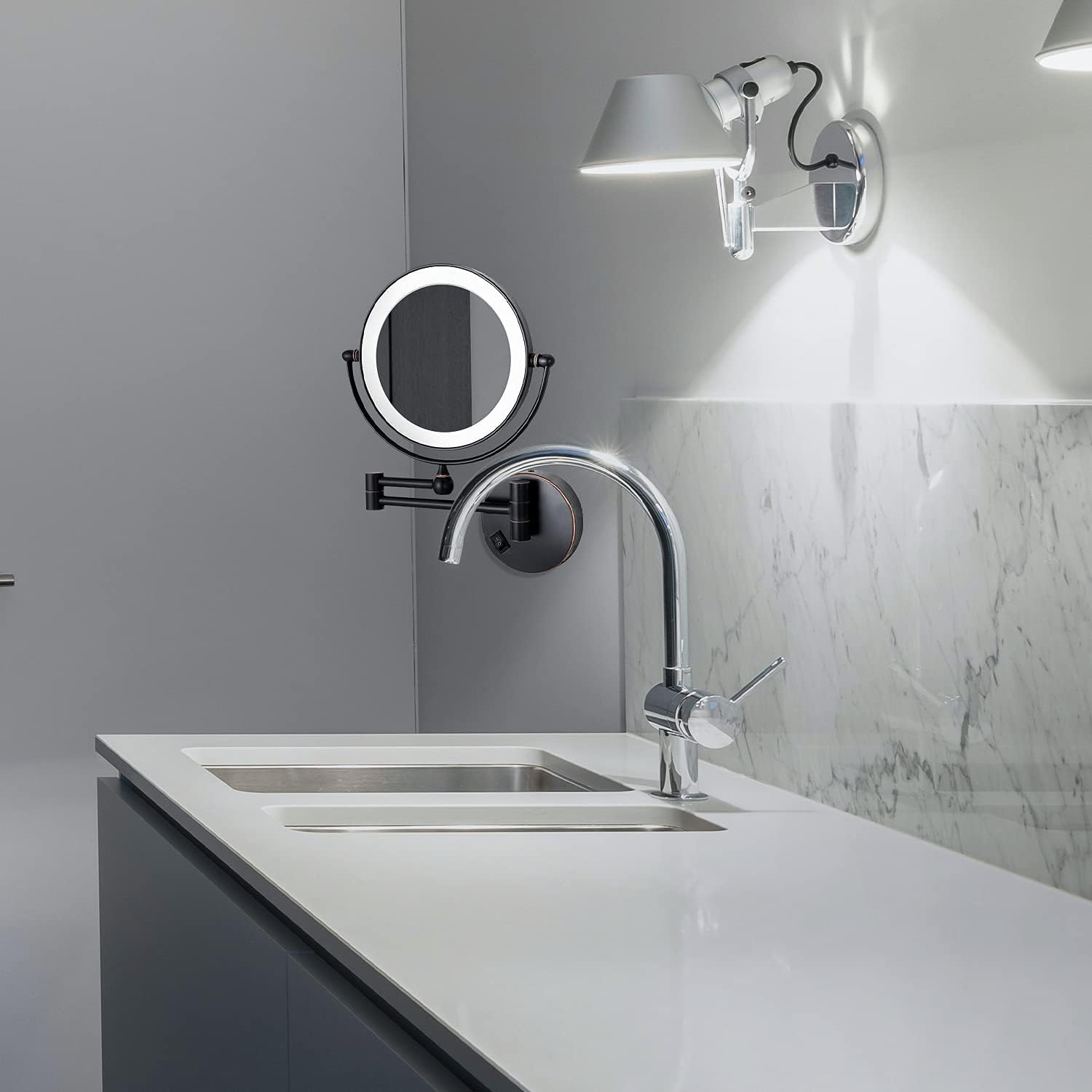 Dowry Specchio Ingranditore da Parete con Luce LED 7x/1x - immagine 5