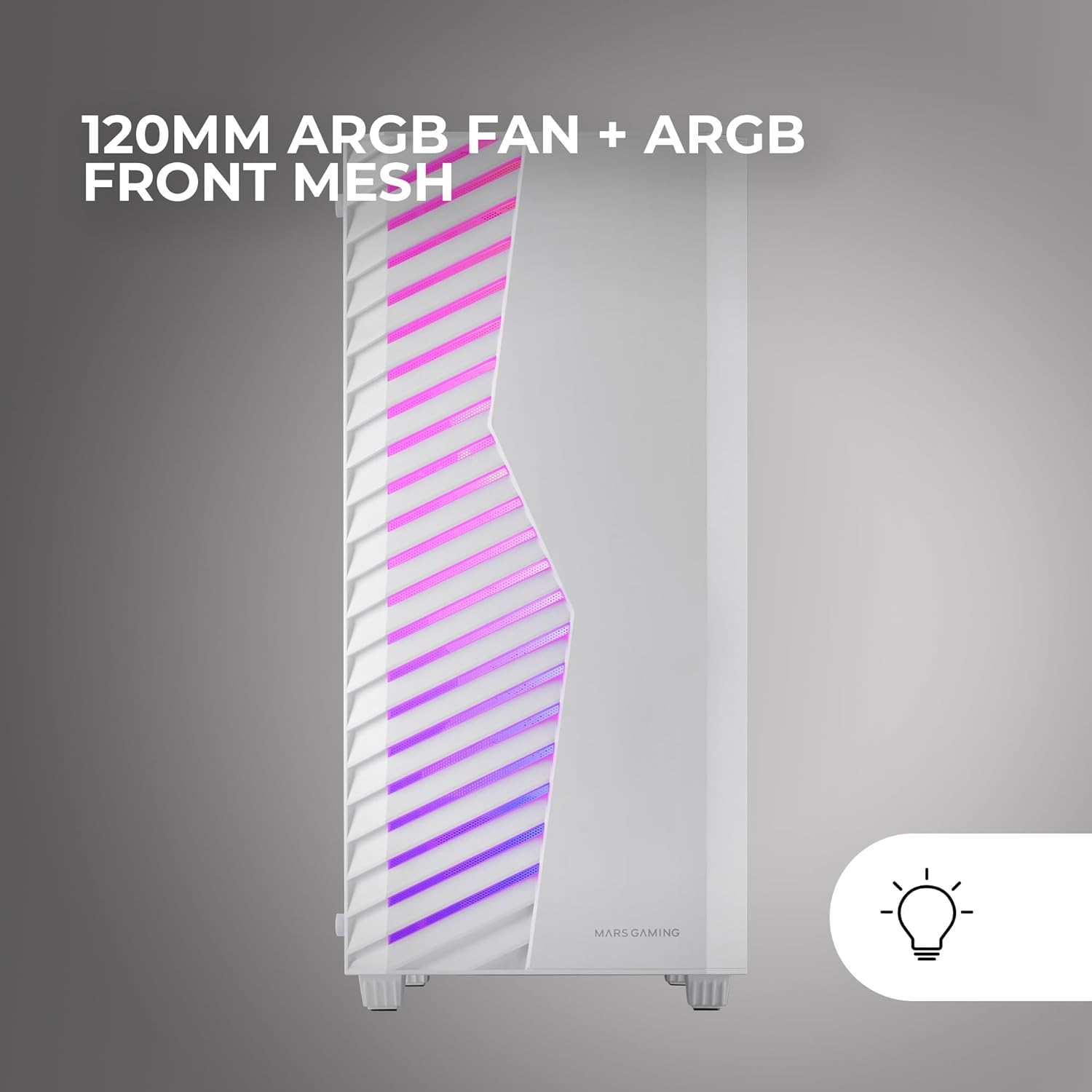 MARSGAMING MC-VOLT - Case Gaming ATX ARGB, Bianco - immagine 2