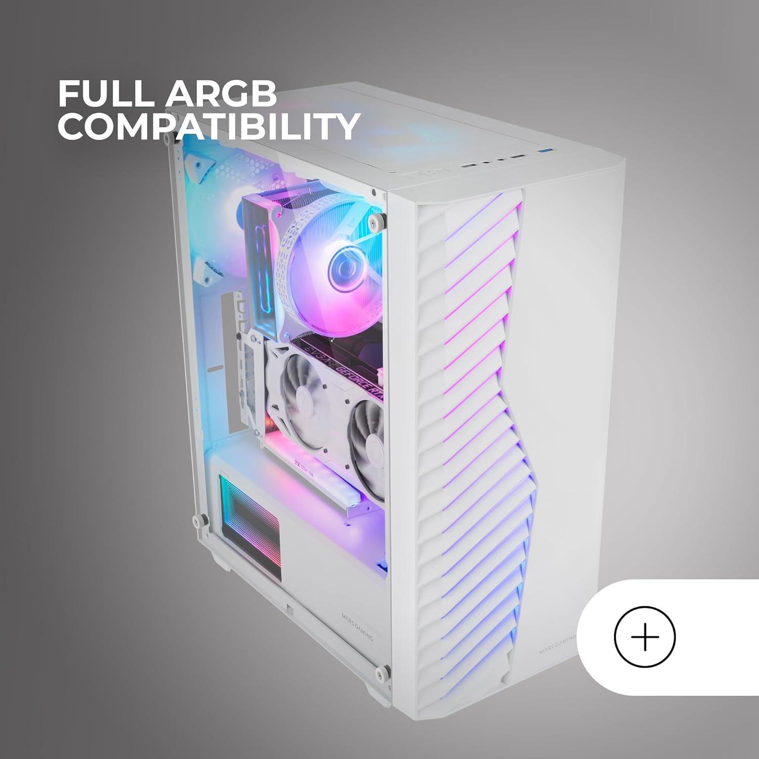 MARSGAMING MC-VOLT - Case Gaming ATX ARGB, Bianco - immagine 4
