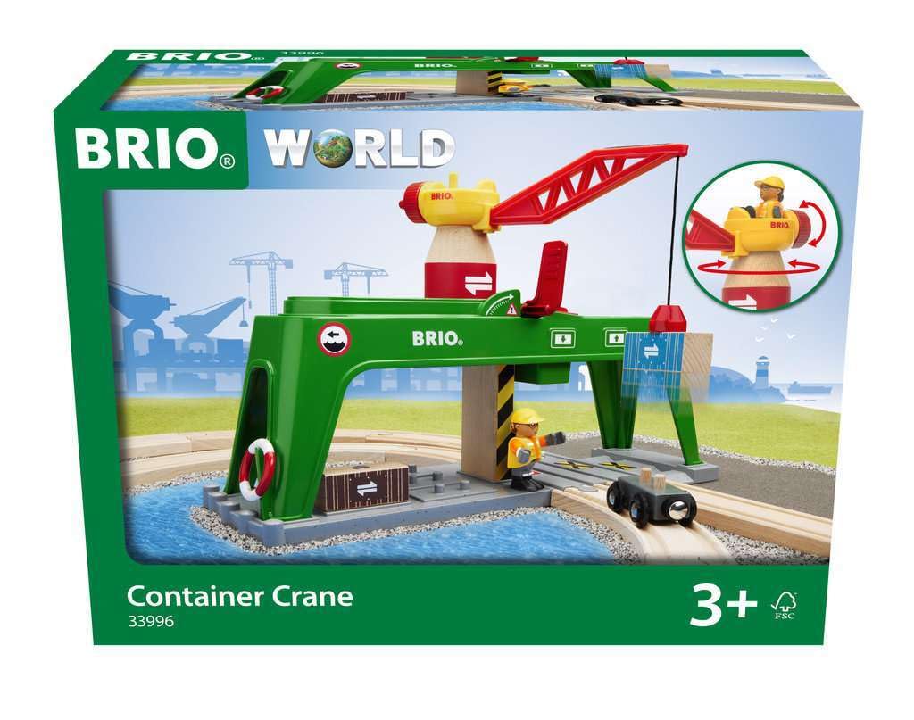 BRIO - World Gru per Container, Gru e Veicoli, età Raccomandata 3+ Anni, 33996