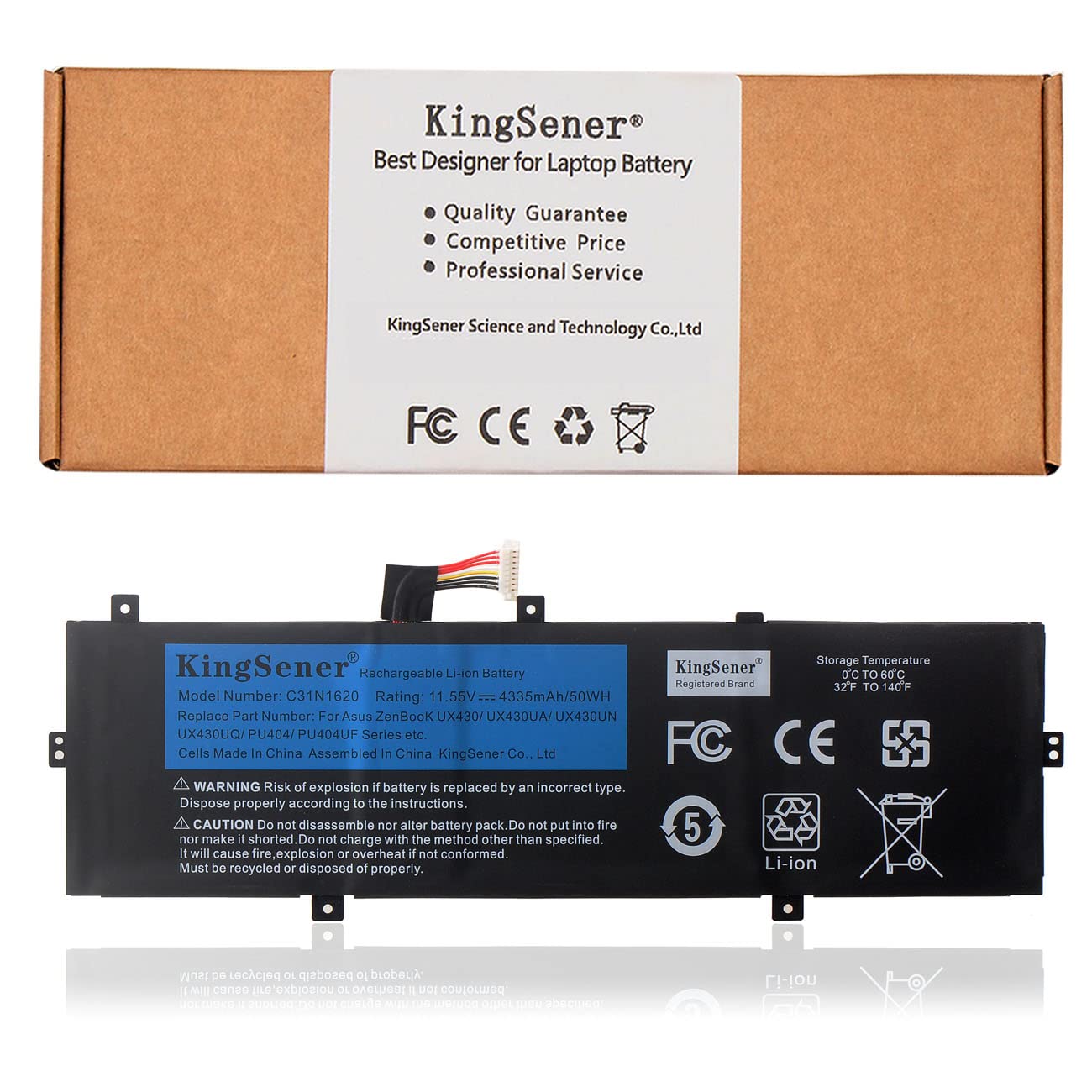KingSener C31N1620 Batteria per Asus Zenbook UX430 UX430U UX430UA UX430UN UX430UQ UX430UQ-GV015T U4100U U4100UQ PRO PU404 PU404UF 31CP5/70/81 0B200-023700000 11.55V 50WH