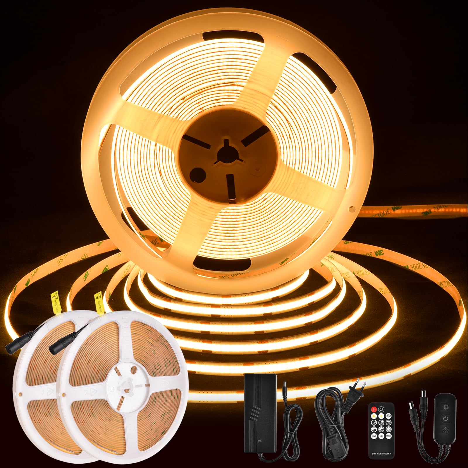 Berixdeep Striscia LED COB 20 Metri Bianco Caldo DC24V