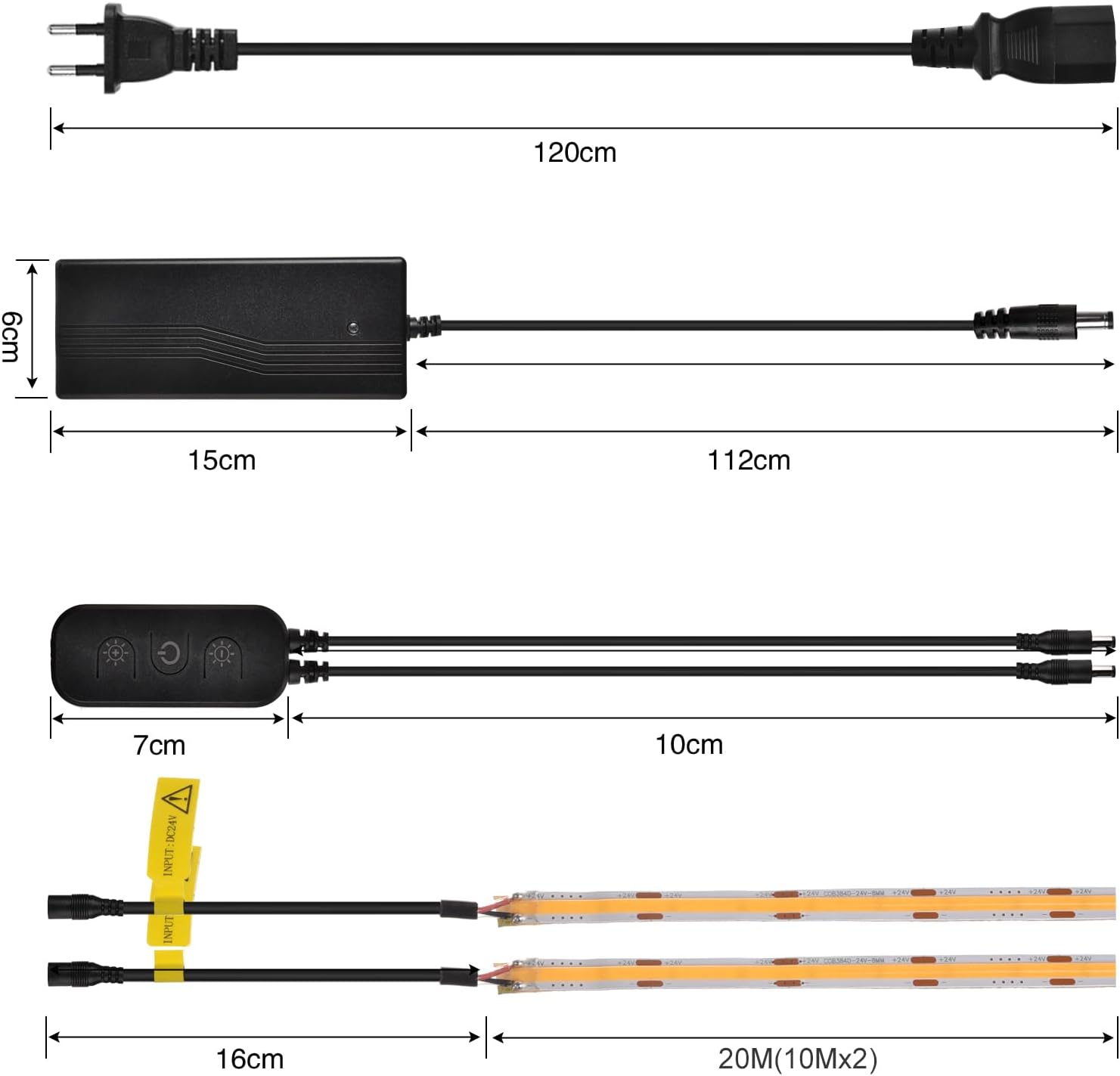 Berixdeep Striscia LED COB 20 Metri Bianco Caldo DC24V - immagine 6