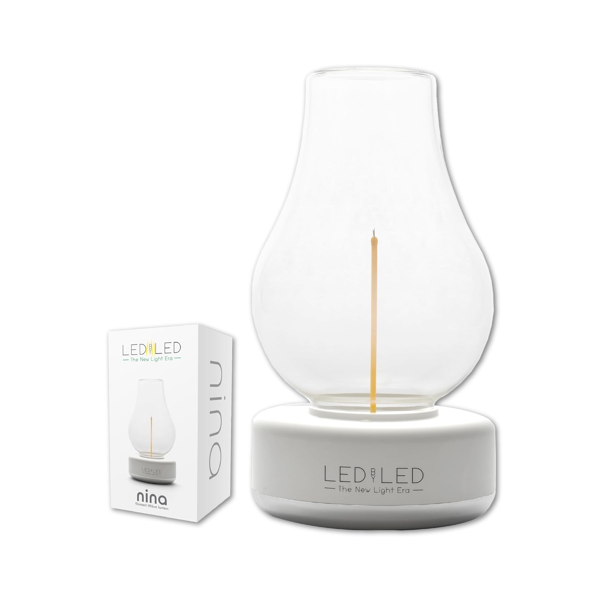 Lampada da Tavolo Nina Ricaricabile Senza Fili, Bianco/Argento