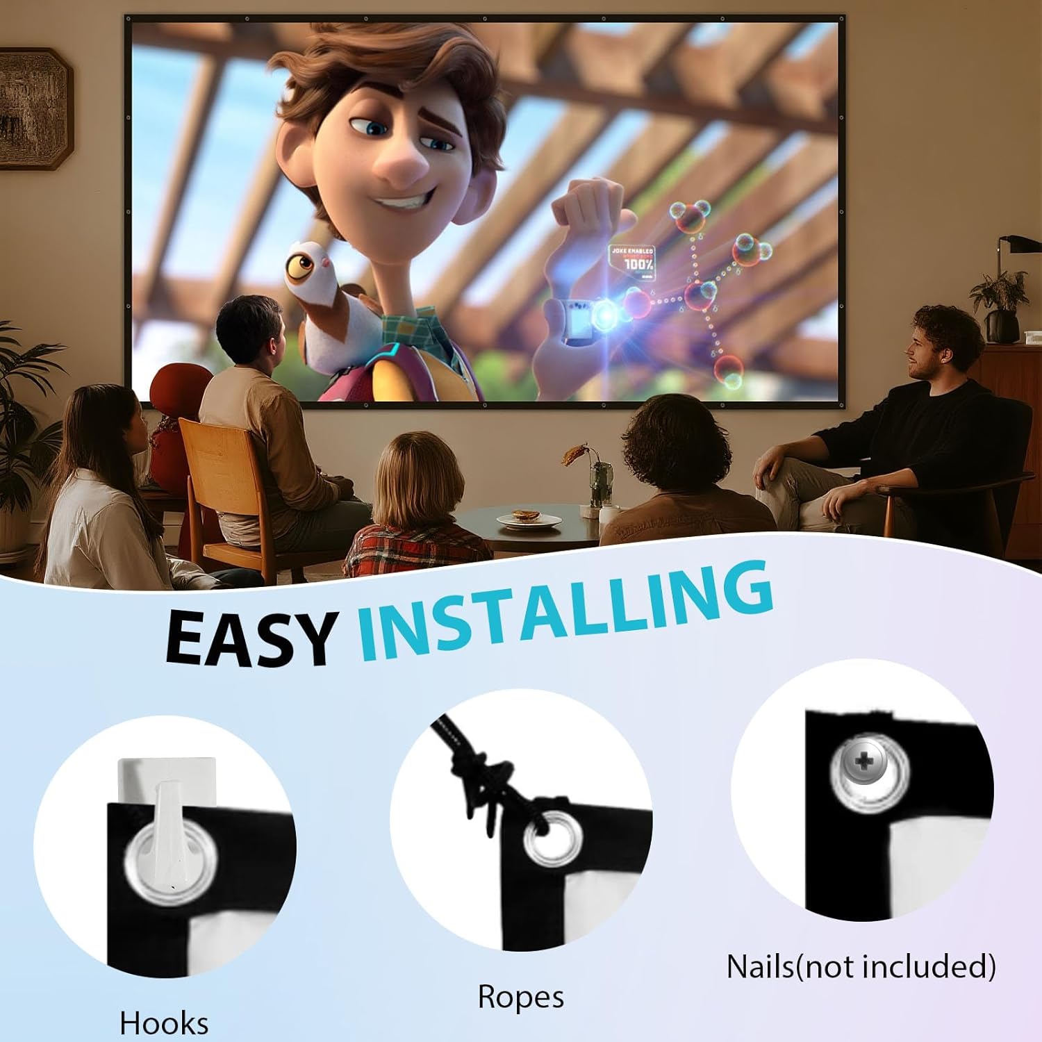 Tela per Proiettore da 150 Pollici per Esterni - immagine 5