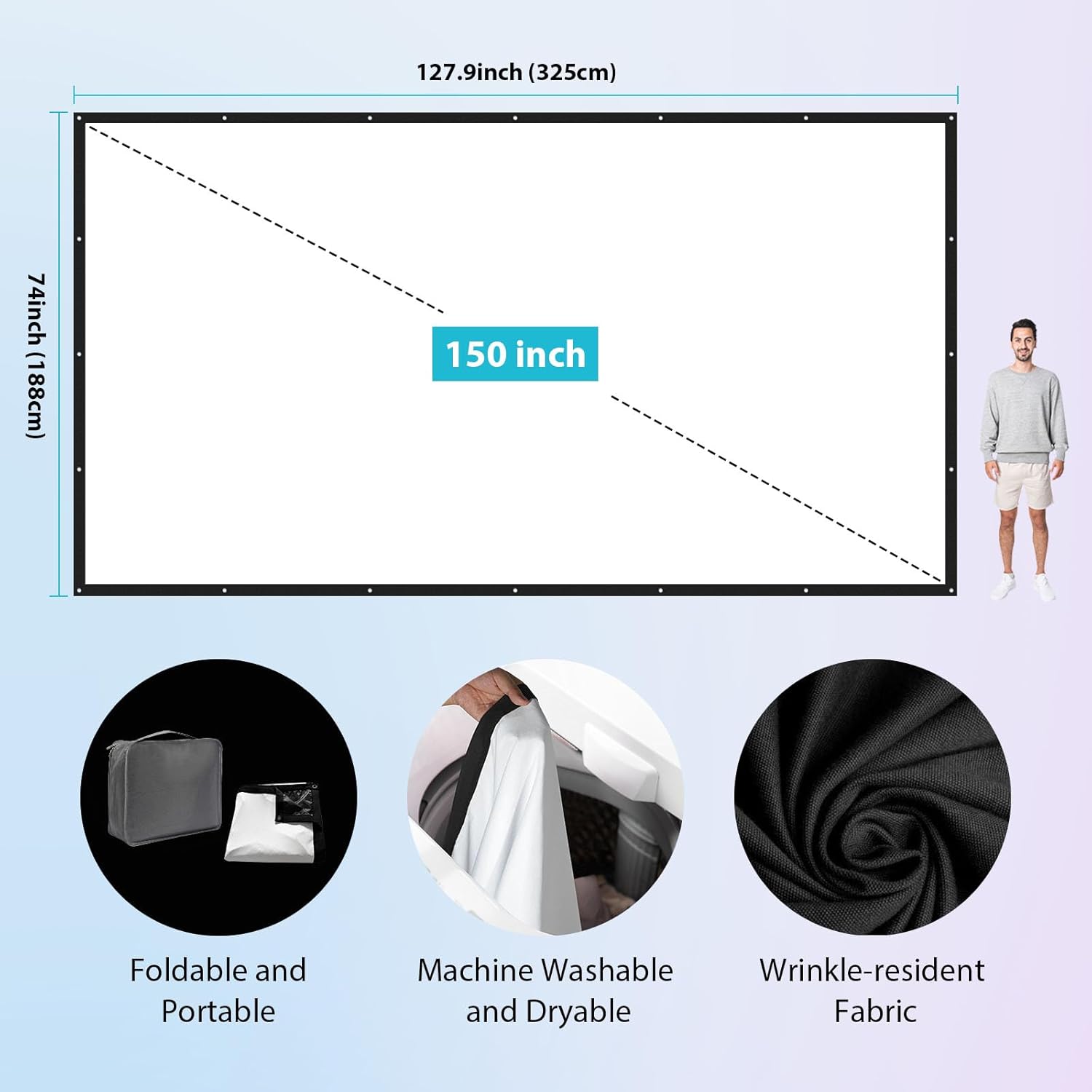 Tela per Proiettore da 150 Pollici per Esterni - immagine 6