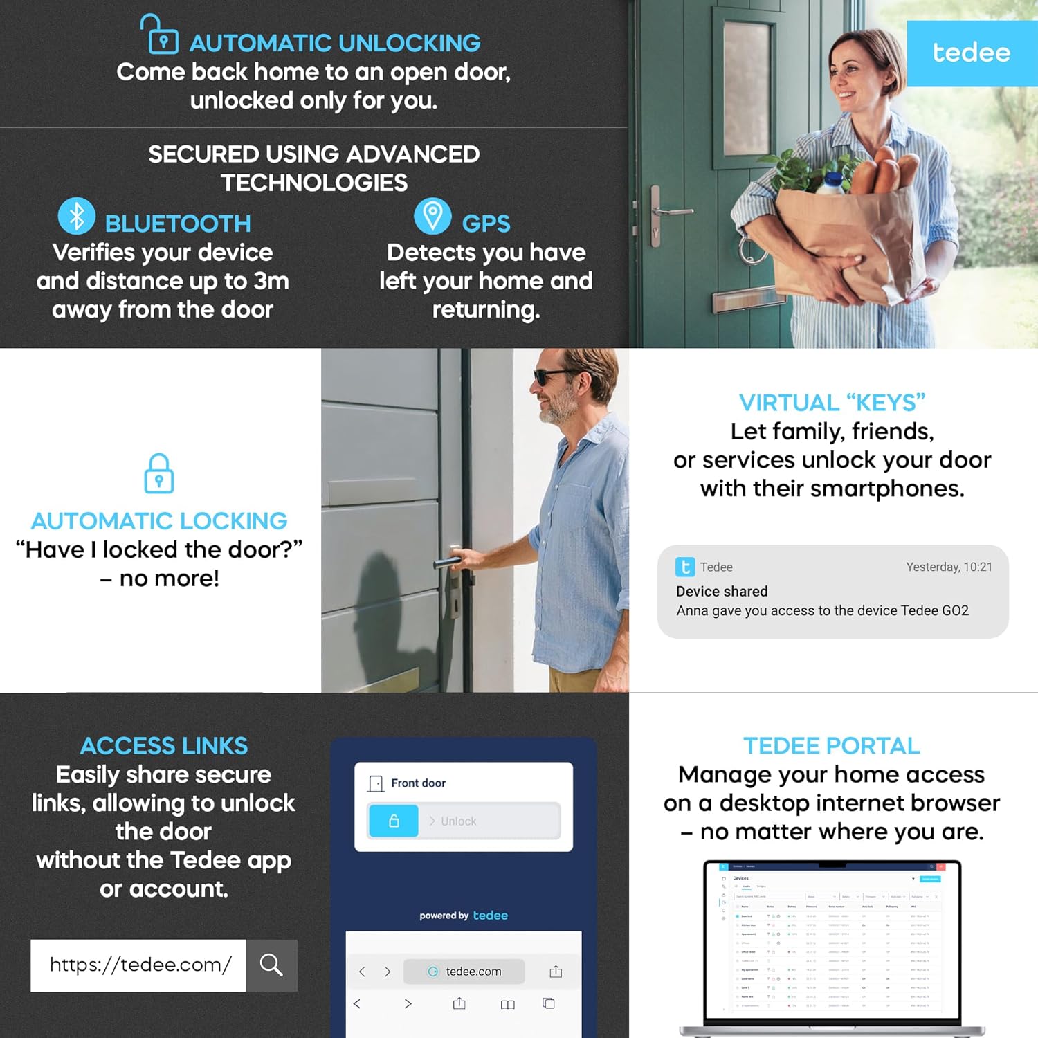 Tedee GO2 Allu Serratura Smart con App WiFi e Bluetooth - immagine 3