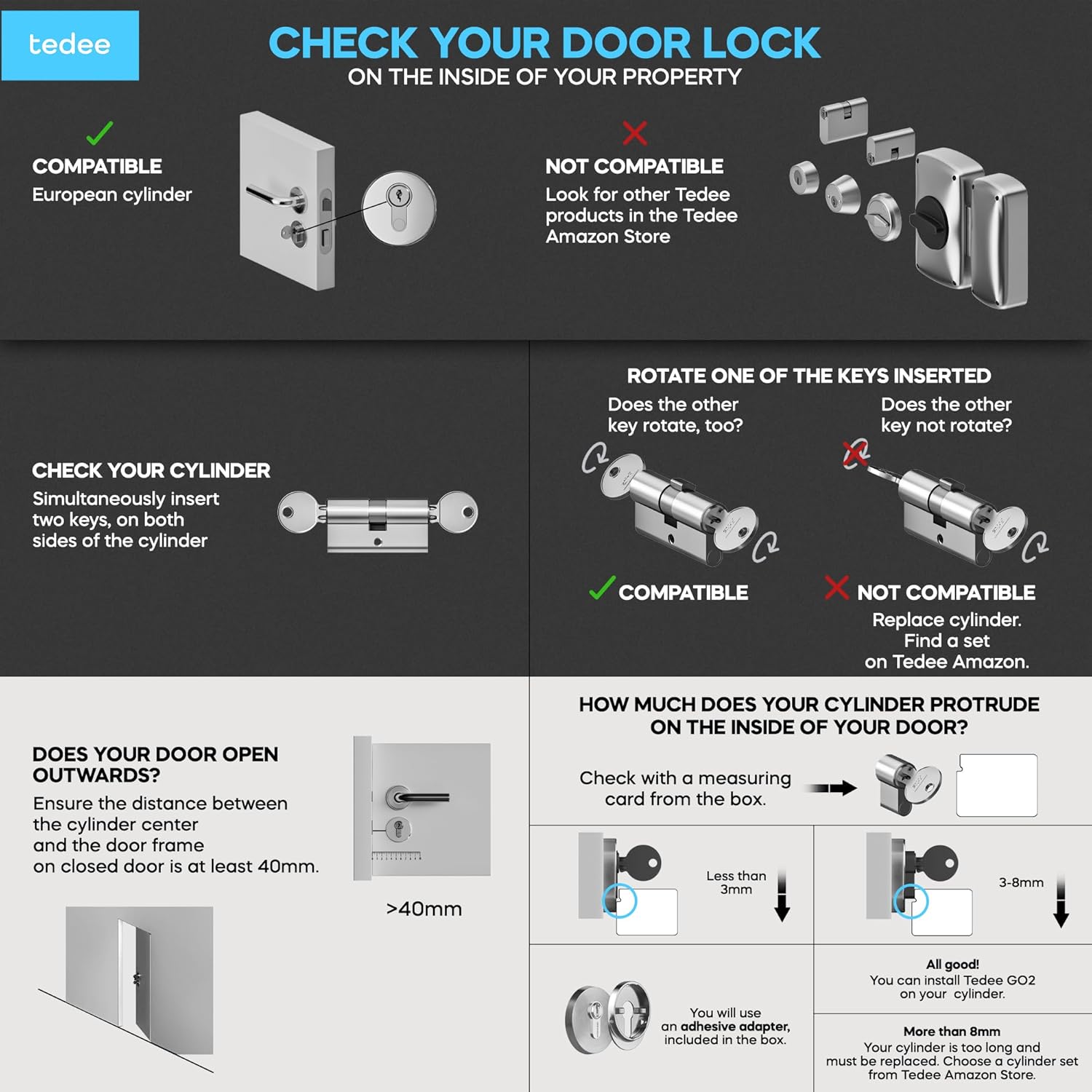 Tedee GO2 Allu Serratura Smart con App WiFi e Bluetooth - immagine 7