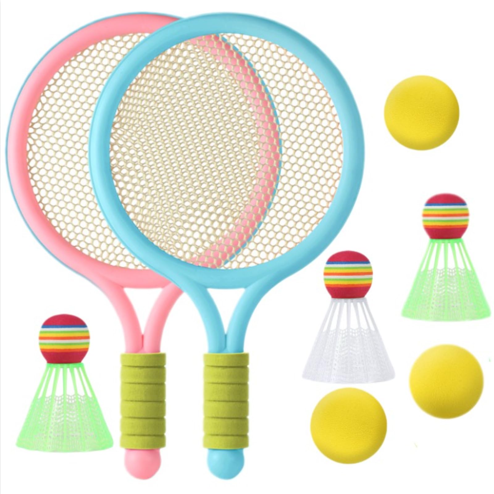 Set di racchette da tennis da 8 pezzi, set di racchette da tennis leggero, include 2 racchette, 3 palline da tennis, 3 volani e una borsa a rete, adatto per sport indoor e outdoor (viola).