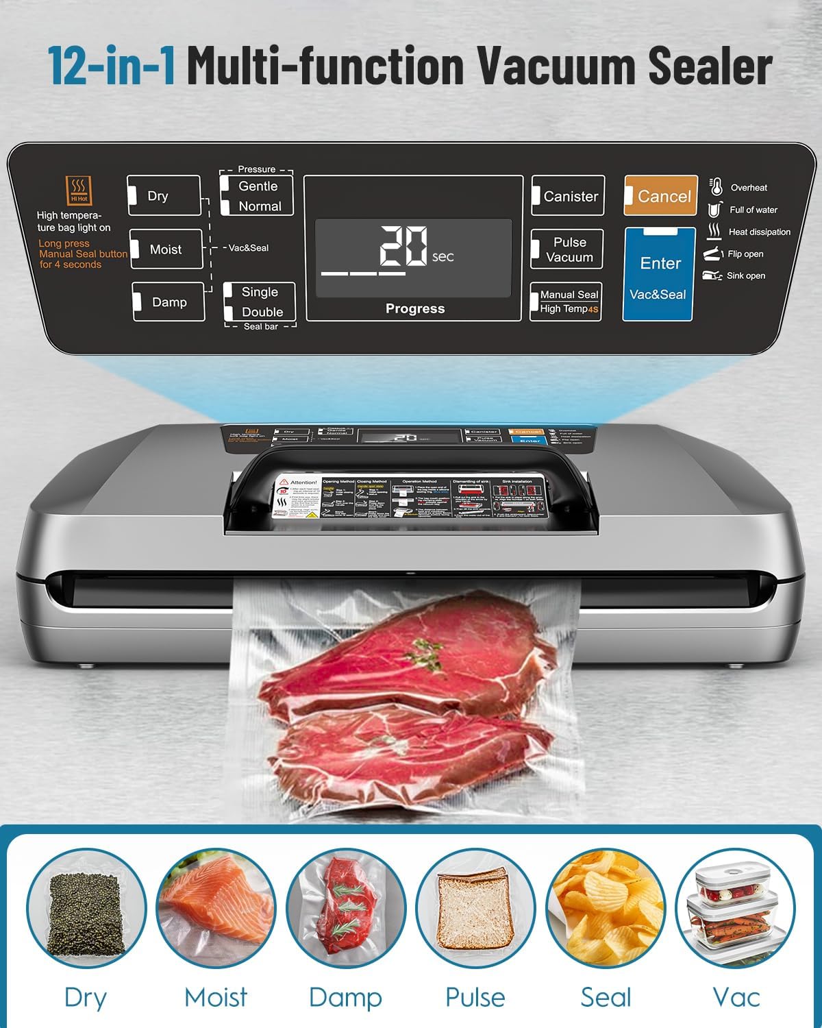 Macchina Sottovuoto Alimenti Professionale 12-IN-1 - immagine 2