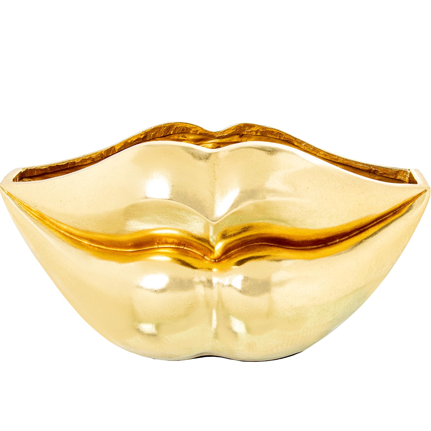 FIGURA/JARRÓN RESINA DORADA LABIOS_58X30X30CM