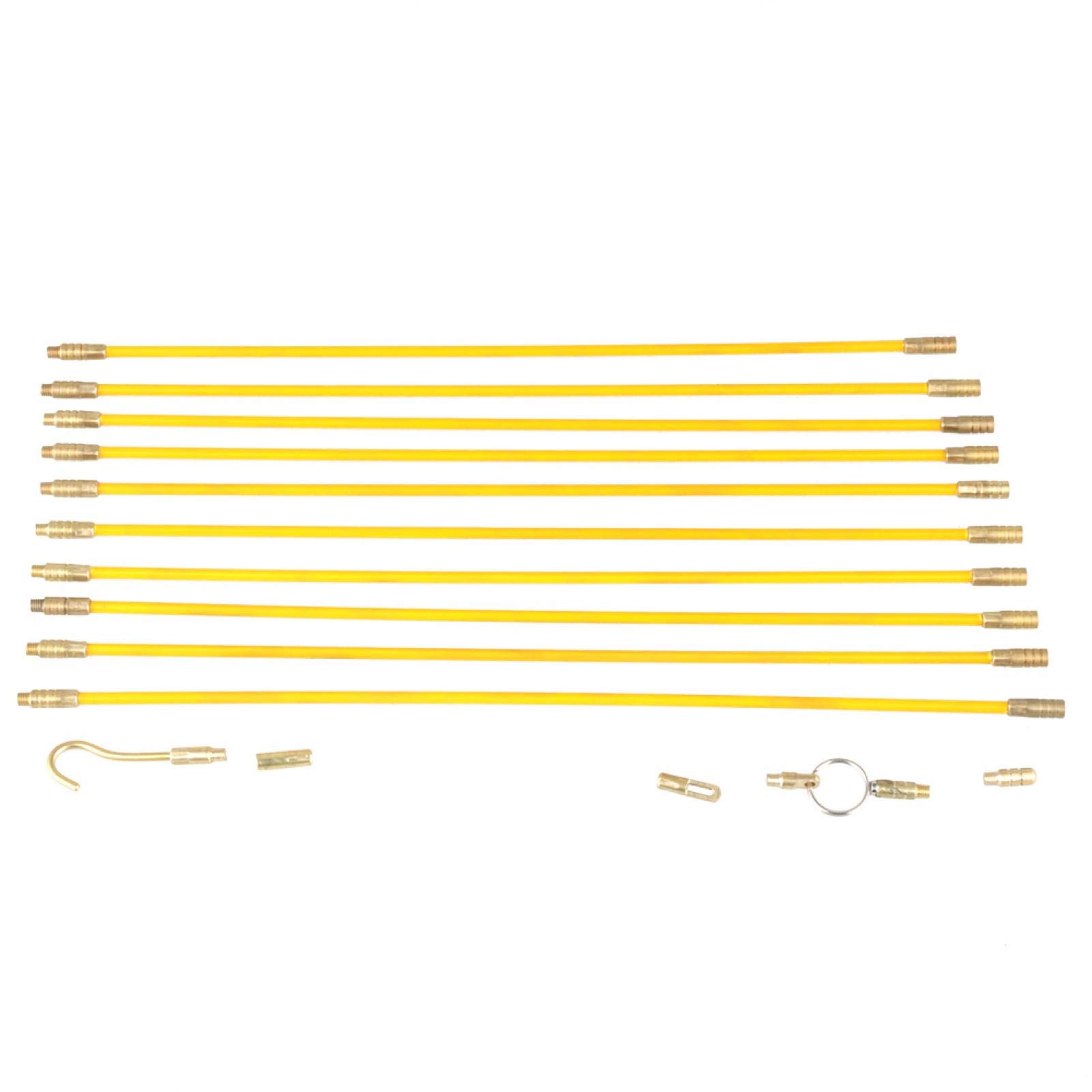 10pcs 4mm in Fibra di Vetro in Esecuzione Filo Metallico Nastro di Pesce Elettrico Tirare e Spingere Kit Asta per Cavi Set Asta per Cavi a Parete Tirare Strumento di Spinta