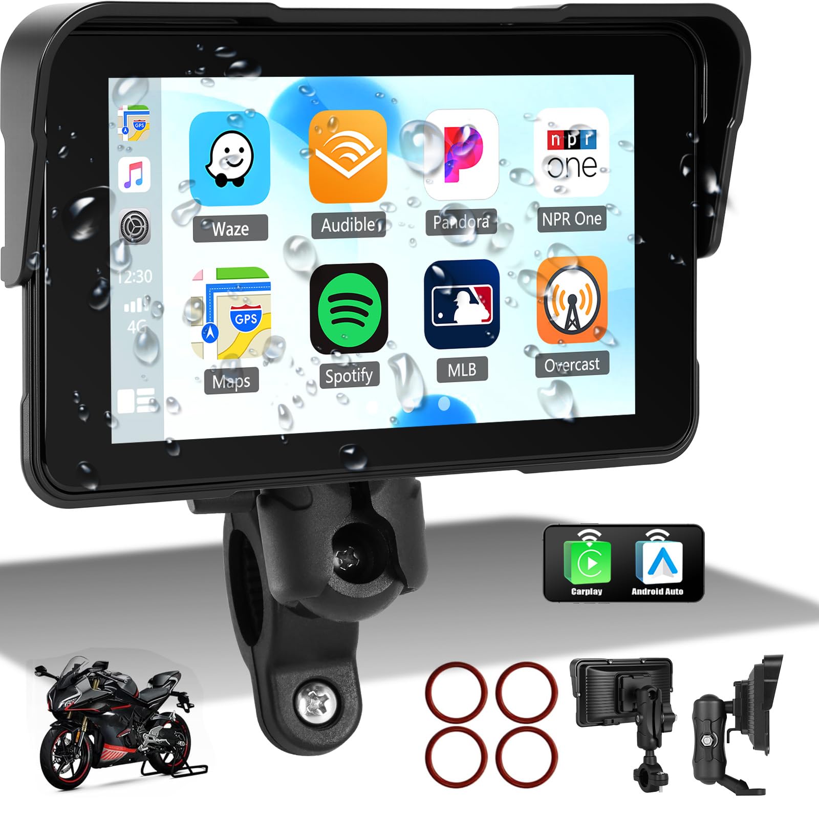 Sixtop CarPlay Moto 5 Pollici Touchscreen IP68