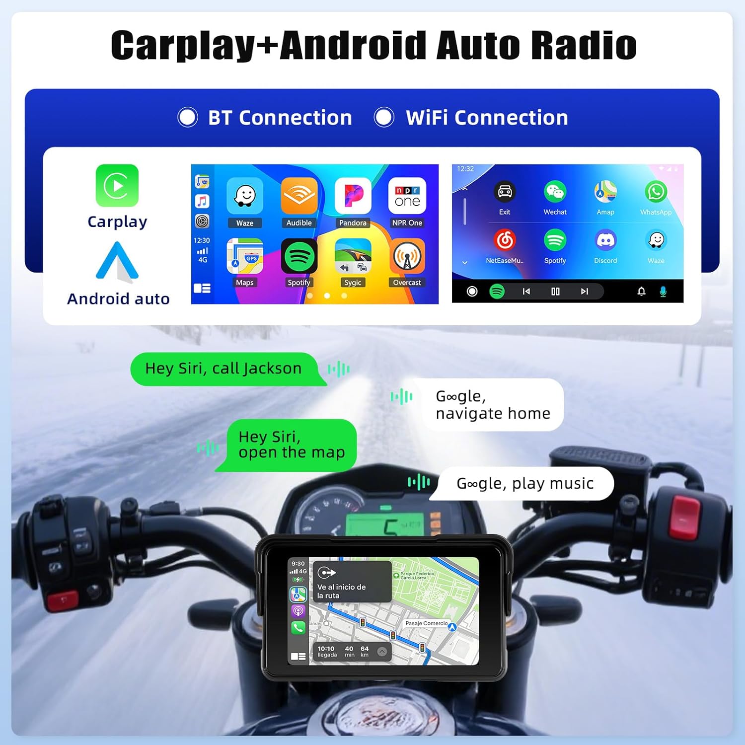 Sixtop CarPlay Moto 5 Pollici Touchscreen IP68 - immagine 2