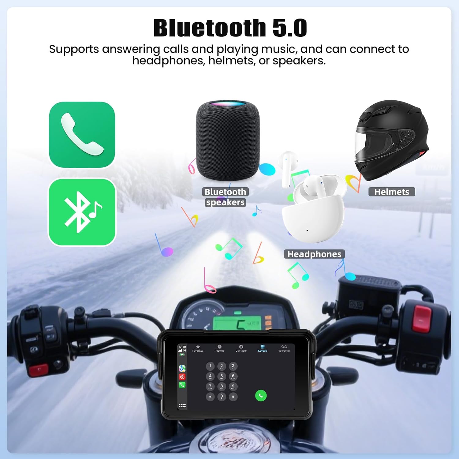 Sixtop CarPlay Moto 5 Pollici Touchscreen IP68 - immagine 4