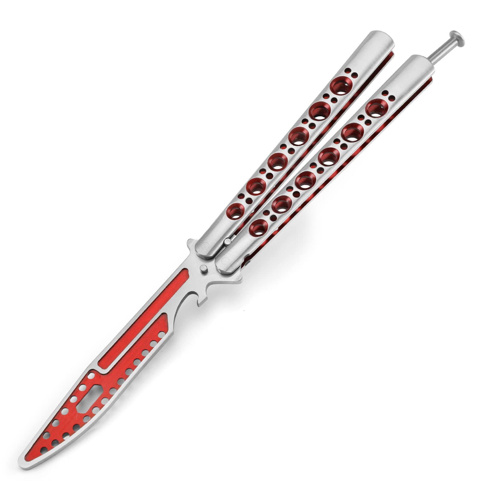 MARCOLO Esercizio Butterfly Trainer Full Acciaio Inox Dull Balisong Trainer Blurred Butterfly Trainer Pettine per CS GO Training Strumento multifunzionale con chiave esagonale Bottle Opener Verde