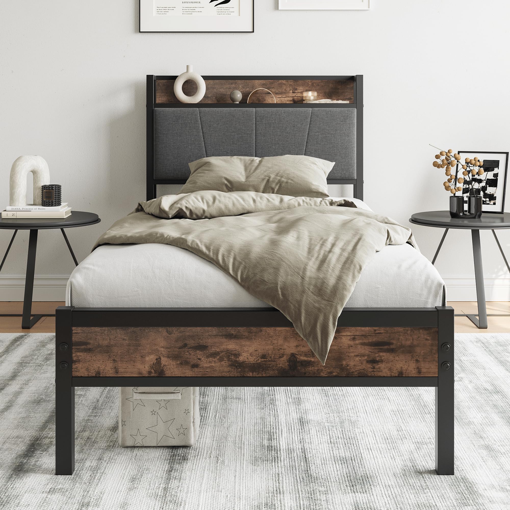 Struttura Letto Singolo 90cm con Testiera Contenitore