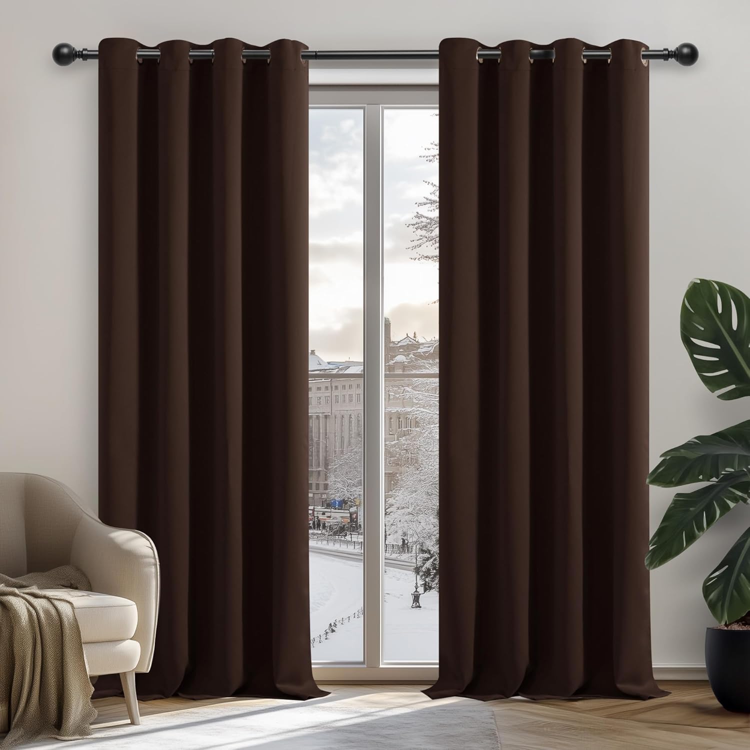 Deconovo Tende Oscuranti 140x180 CM (2 pz), Cioccolato
