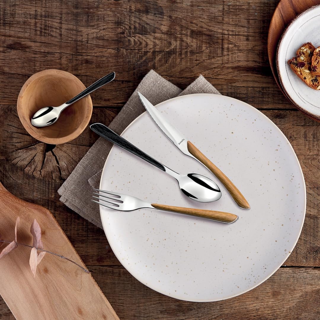 Amefa ECLAT Nature-Servizio di Posate da 24 Pezzi Marrone, Acciaio Inossidabile - immagine 4