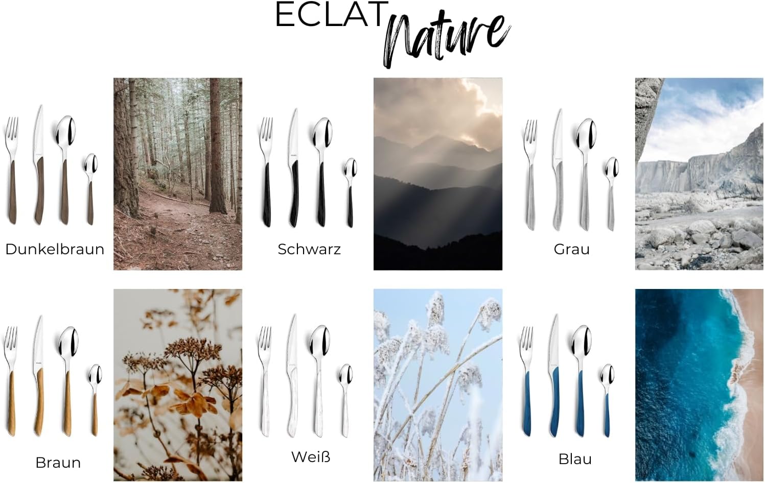 Amefa ECLAT Nature-Servizio di Posate da 24 Pezzi Marrone, Acciaio Inossidabile - immagine 5