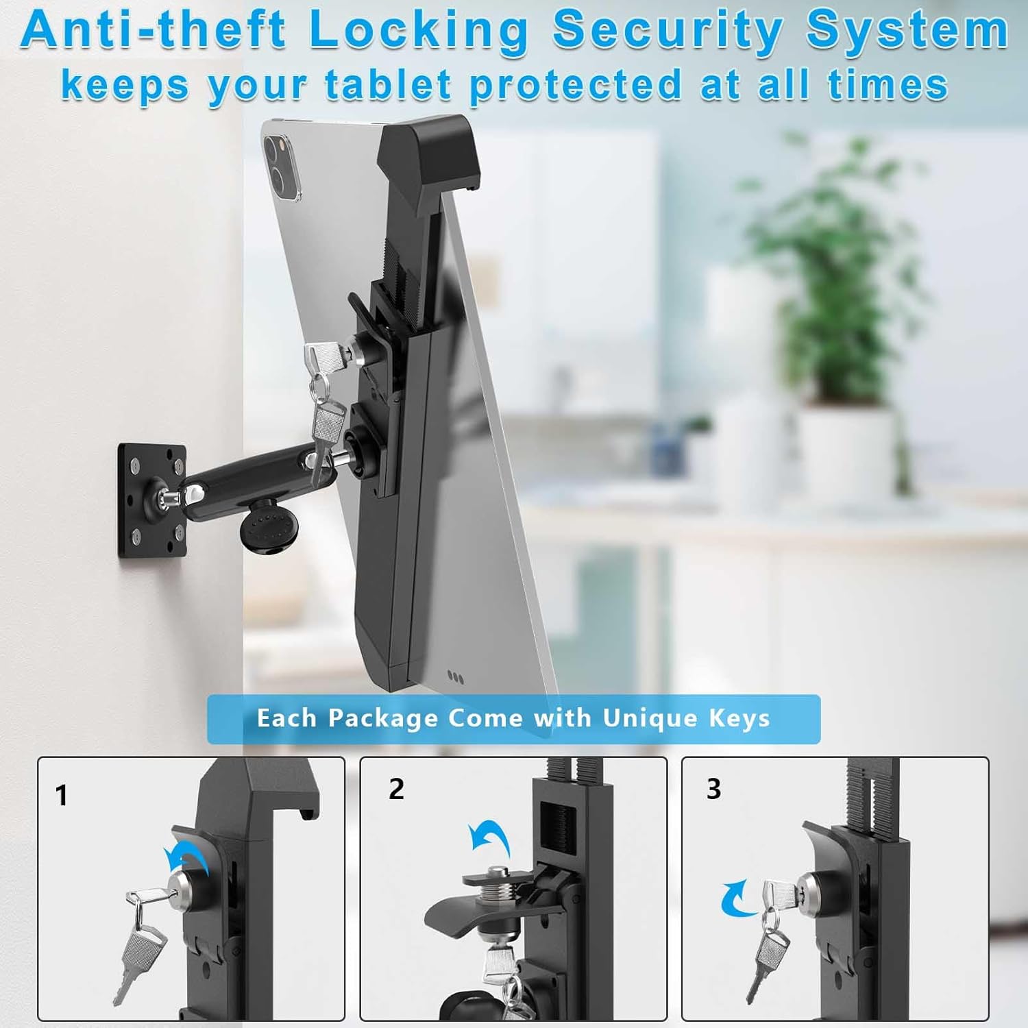 Cuxwill Supporto Tablet Muro Desktop Antifurto 9-14" - immagine 5